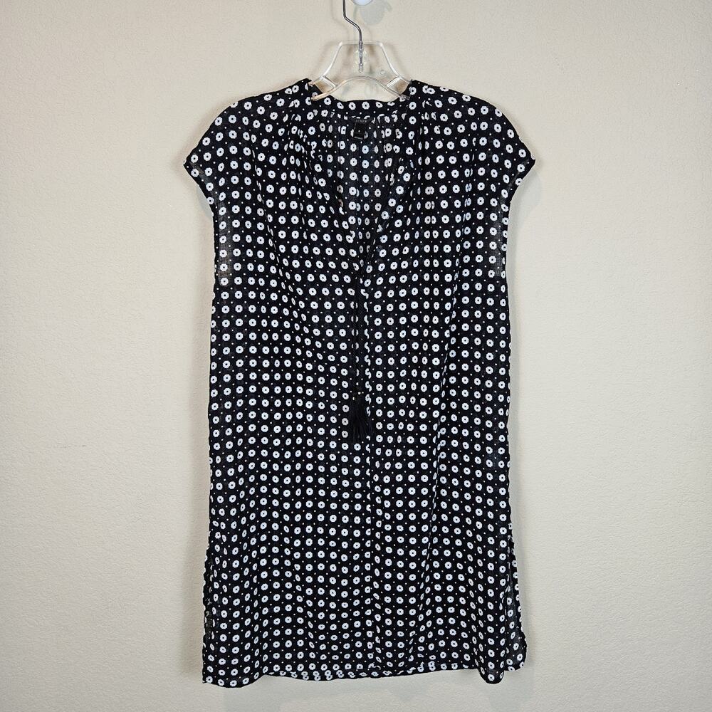 J.Crew Cotton Shift Dress S Coverup Lightweight Casual Travel Beach Tassel Mini